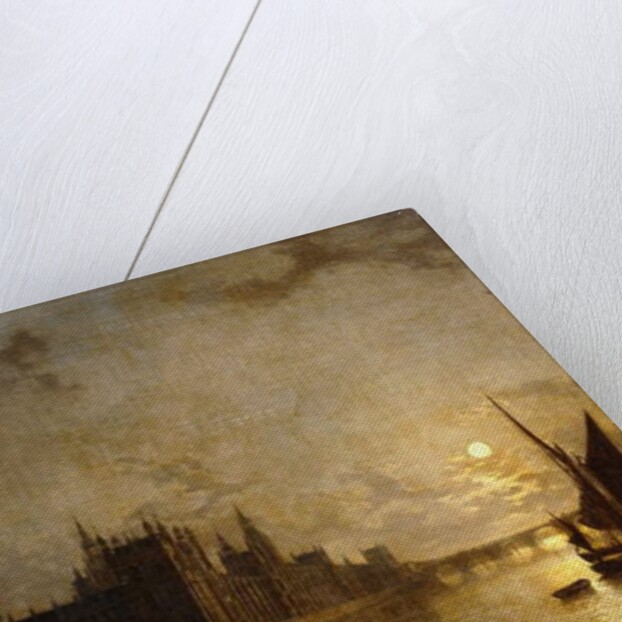 Westminster Abbey, The Houses of Parliament with the Construction of Westminster Bridge, 1859 by Henry Pether