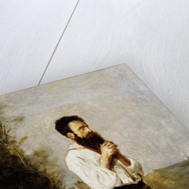 Peasant in Prayer; Paysan en Priere by Jean Baptiste Camille Corot