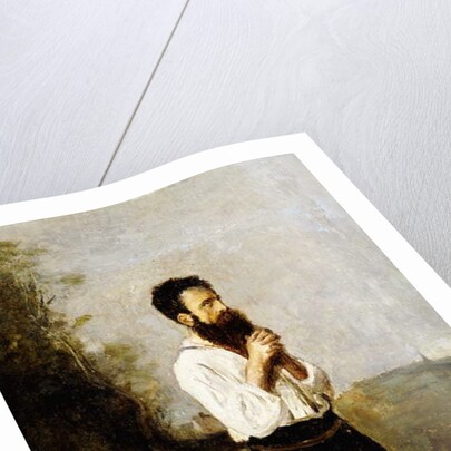 Peasant in Prayer; Paysan en Priere by Jean Baptiste Camille Corot