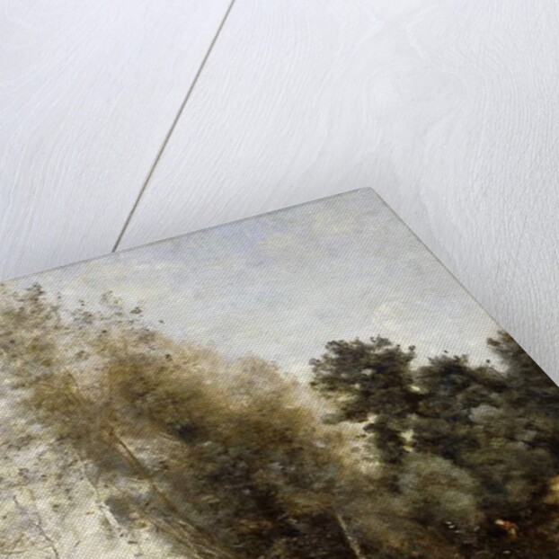 Group Of Trees at the Edge of a Pond with Three Peasants by Jean Baptiste Camille Corot