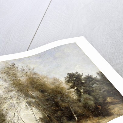 Group Of Trees at the Edge of a Pond with Three Peasants by Jean Baptiste Camille Corot