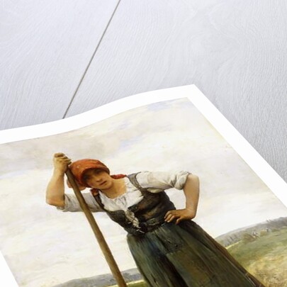 Peasant Woman Leaning on a Pitchfork by Julien Dupre