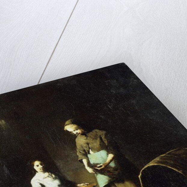 Young Peasant Girls Feeding Barnyard Animals by Auguste Theodule Ribot