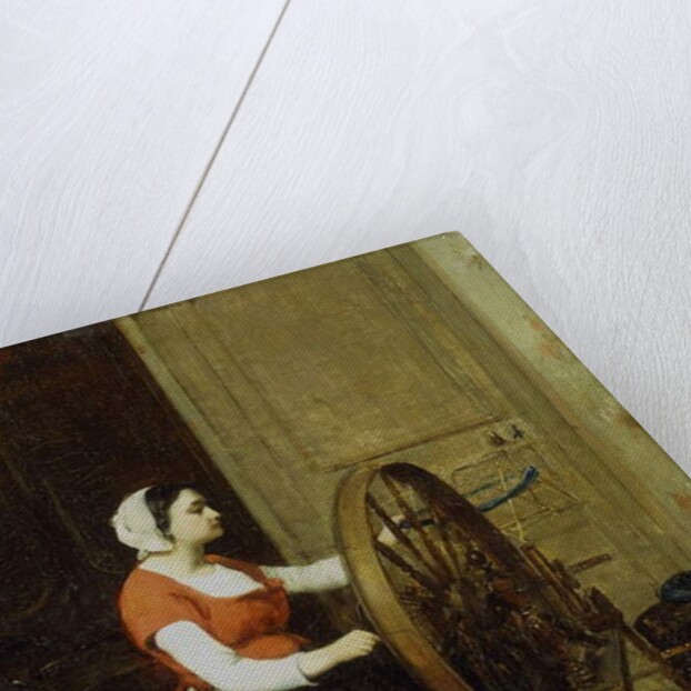Woman and Spinning Wheel, c.1860? by Antoine Vollon