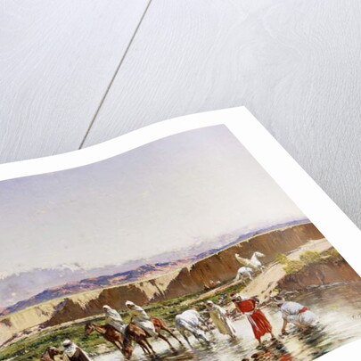 Arab Horsemen watering in an Oasis by Victor-Pierre Huguet