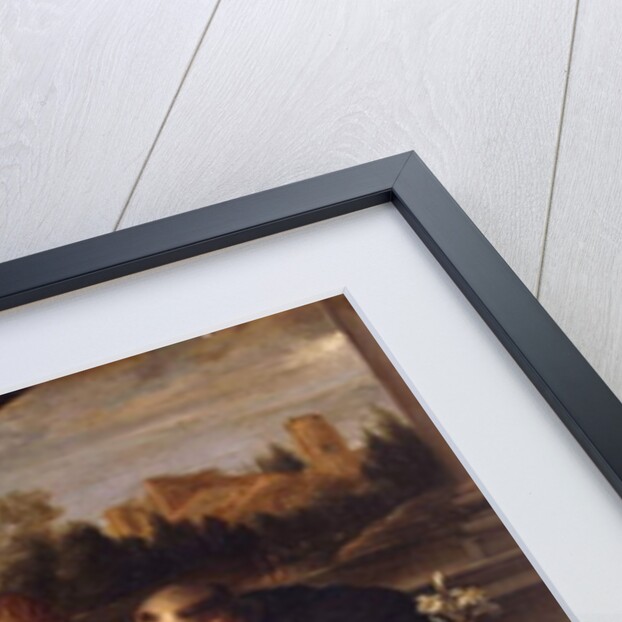 The Madonna and Child with Saints Lucy, Dominic and Louis of France, a landscape with a town through a casement beyond by Annibale Carracci