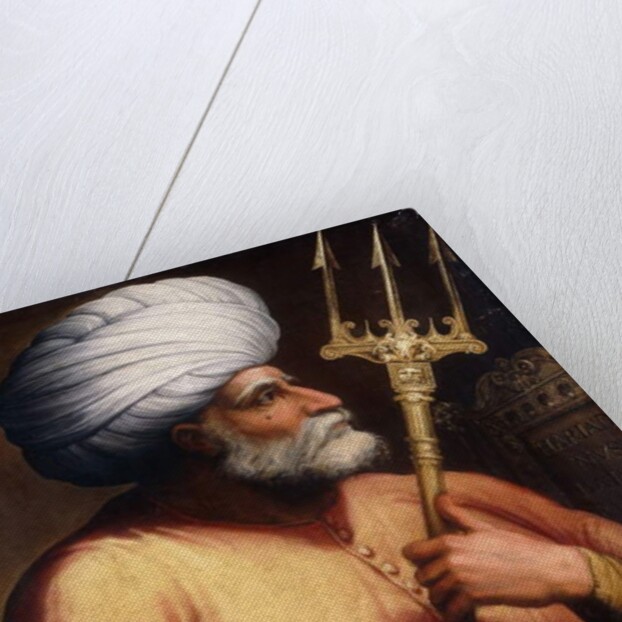 Portrait of Khair el-Din Barbarossa, half-length, holding a Trident, c.1580 by Florentine School