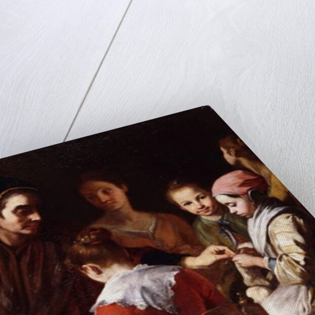 Girls being taught Needlework by a Seamstress, by Giuseppe Bonito