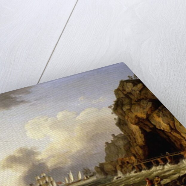 A View of the Coast near Naples with a British Royal Navy Three-Decker flying the Flag of a Vice Admiral of the Red, 1777 by Jacob-Philippe Hackert