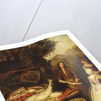 A Fishmonger displaying a Pike to a Maid, 1727 by Pierre Angelis or Angillis