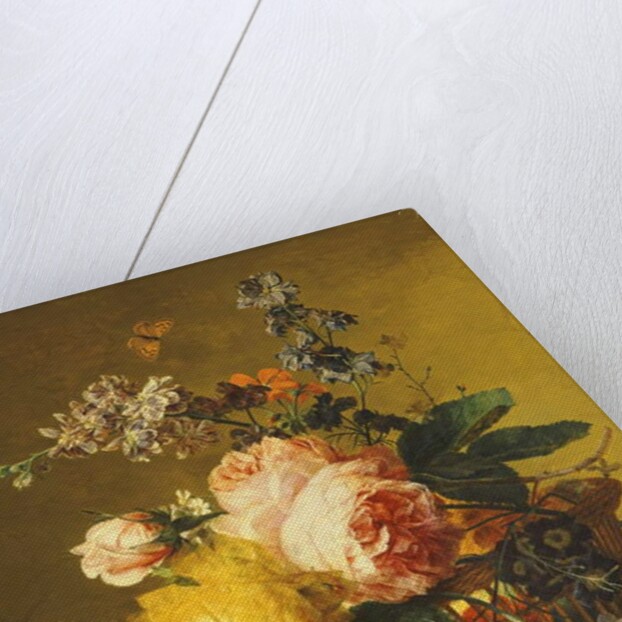 Roses and other Flowers in a Basket on a Marble Ledge, c.1742 by Jan van Huysum