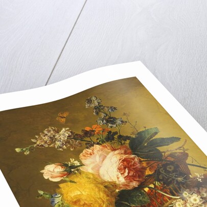 Roses and other Flowers in a Basket on a Marble Ledge, c.1742 by Jan van Huysum