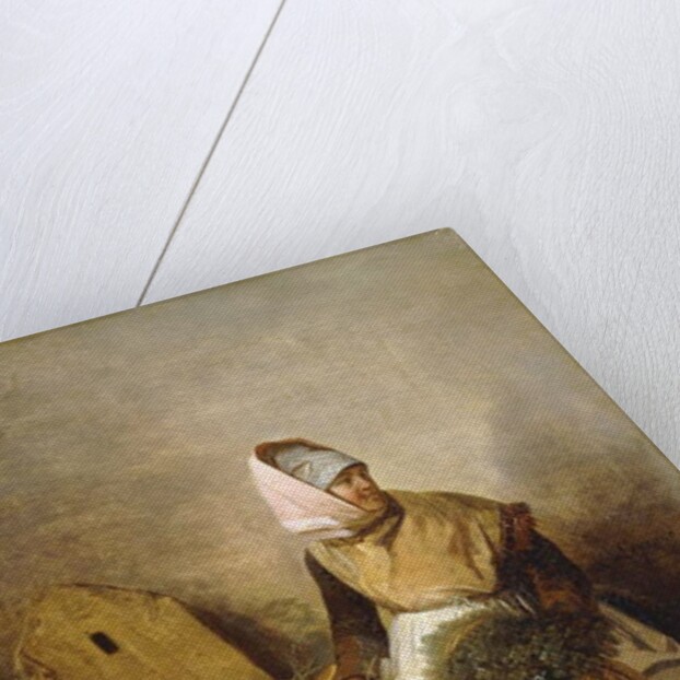 A Peasant Woman with Vegetables and Bread by Auguste-Xavier Leprince