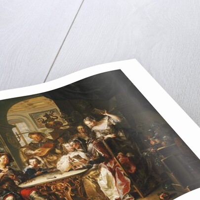 A Gentleman cheating at Cards with an elderly Lady in a sumptous Interior by Johann Georg Platzer