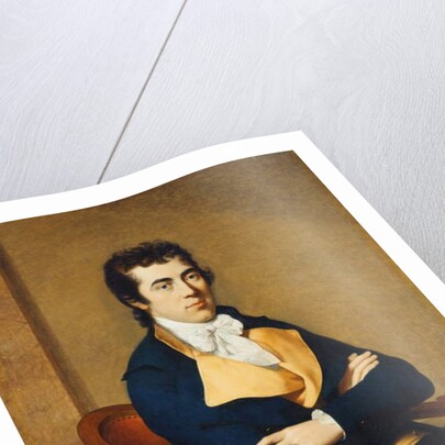 Portrait of Henry Richard Vassall Fox, 3rd Lord Holland, seated half length, in a blue coat and a yellow waistcoat, in an interior, 1795 by Francois Xavier Fabre