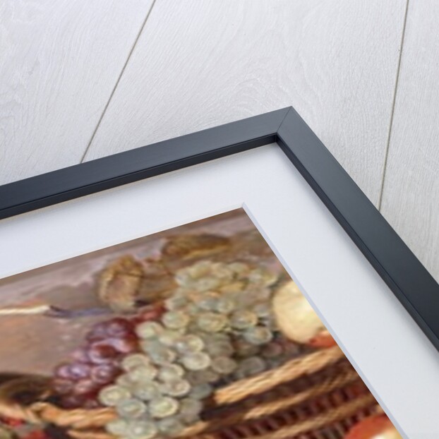 Bowls of Cherries and Blackberries, a Basket of Grapes, Apples and Red currants, a Cabbage, Artichoke, Lemons, Gerkins Nuts, Other Fruit, Dead Snipe and Thrushes on a Table by Robert Willemsz de Baudous