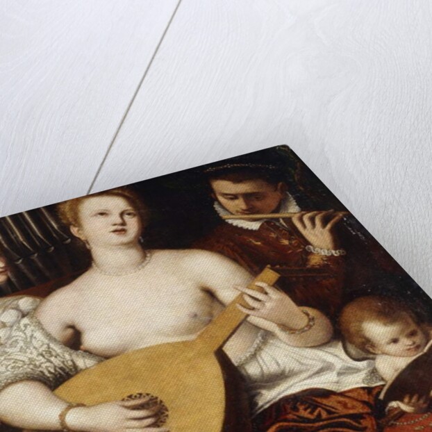 Two Girls and a Youth making Music by Parrasio Micheli