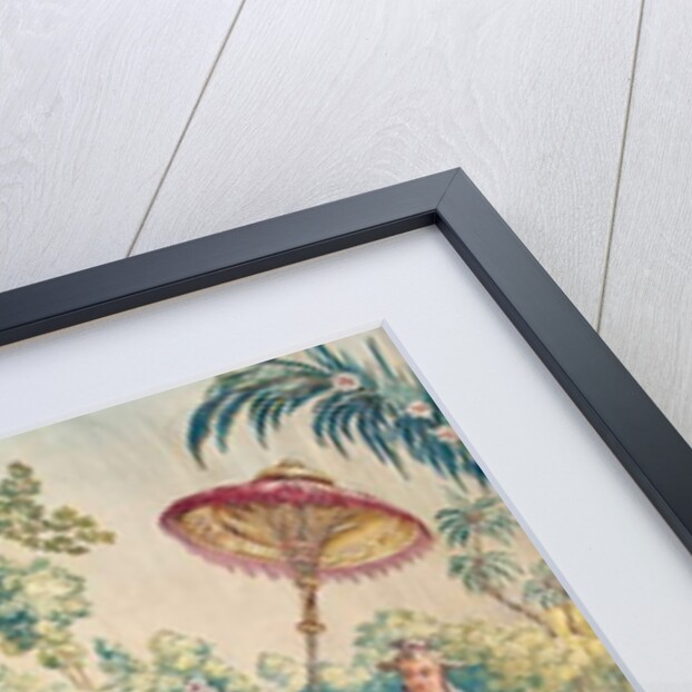 Aubusson cartoon for a wall hanging of figures in an Oriental garden by French School