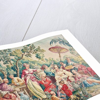 Aubusson cartoon for a wall hanging of figures in an Oriental garden by French School