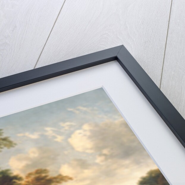 Wooded evening landscape with a hunter and dogs by Adriaen van de & Wynants Jan Velda