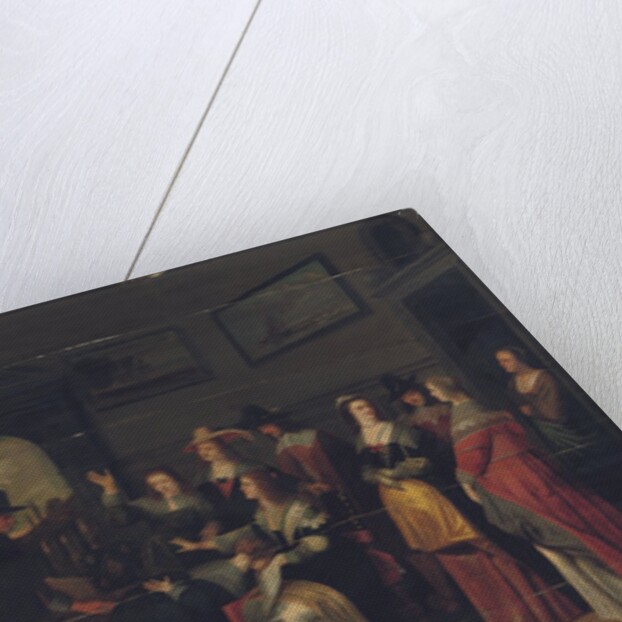 Elegant company playing the game of La Main Chaude in an interior by Christoffel Jacobsz van der Lamen