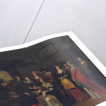 Elegant company playing the game of La Main Chaude in an interior by Christoffel Jacobsz van der Lamen