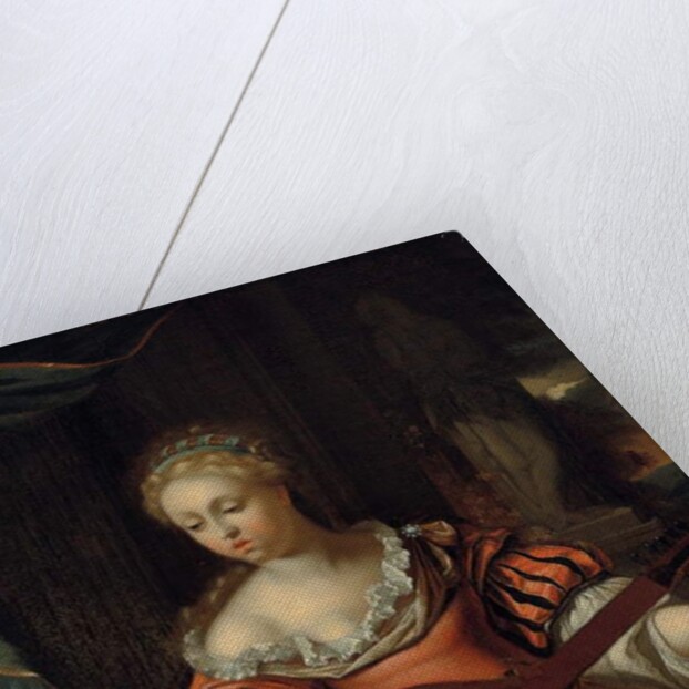 A lady playing the lute in a portico by Pieter van der Werff