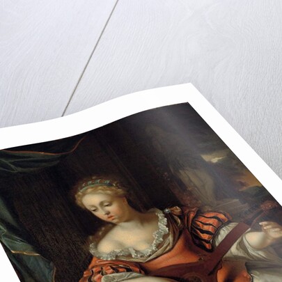 A lady playing the lute in a portico by Pieter van der Werff