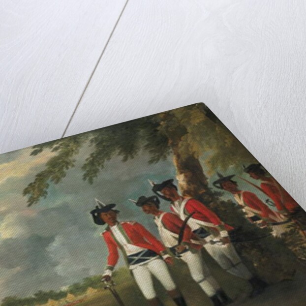 Camp of a thousand men formed by Augustus Cleveland three miles from Bhagalpur, with his mansion in the distance by William Hodges