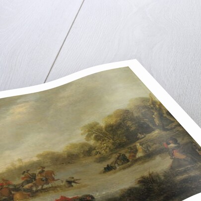 A cavalry skirmish by a river by Palamedes Palamedesz