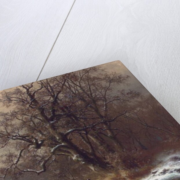 Loggers on a frozen waterway, 1873 by Heinrich Hofer