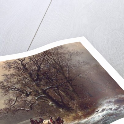 Loggers on a frozen waterway, 1873 by Heinrich Hofer