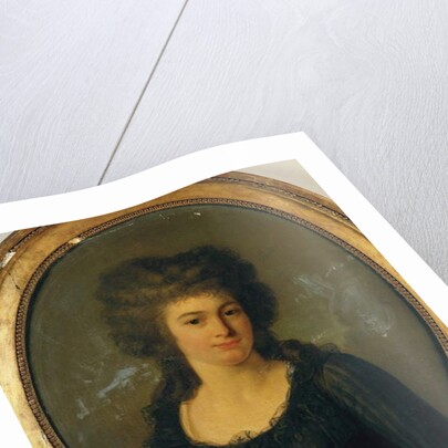 Portrait of a gentlewoman in a black dress with red sash by Jean Louis Laneuville