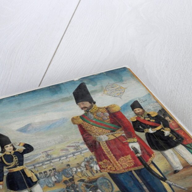 Ardeshir Mirza and Sulayman Khan Saham Al-Dowleh review their troops, 1850-51 by Abu'l Hassan Ghaffari