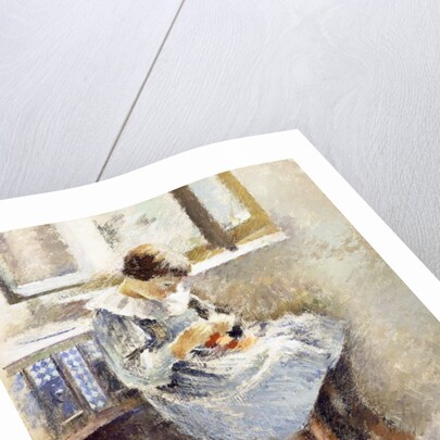 Girl Sewing by Theodore Robinson