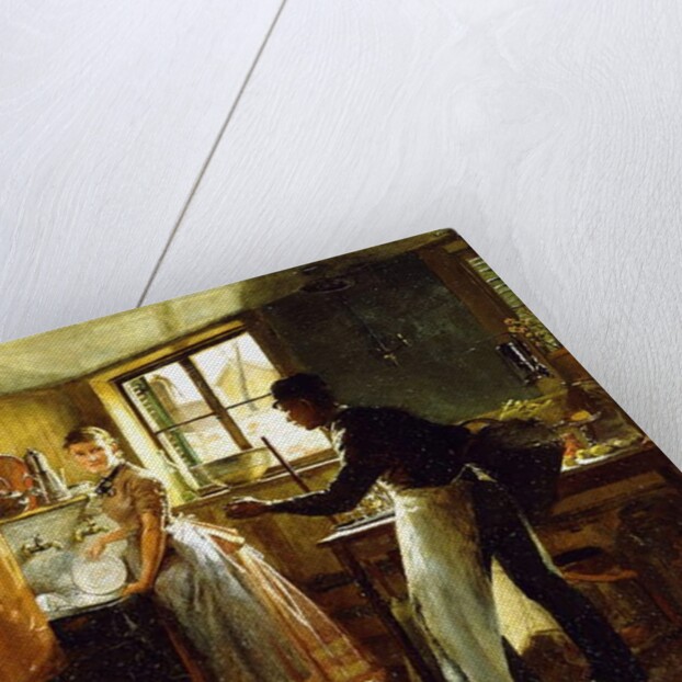 Below Stairs, 1885 by Frederick Juengling