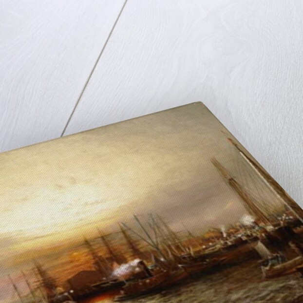 Sunrise from Chapman Dock and Old Brooklyn Navy Yard, East River, New York by Elisha Taylor Baker