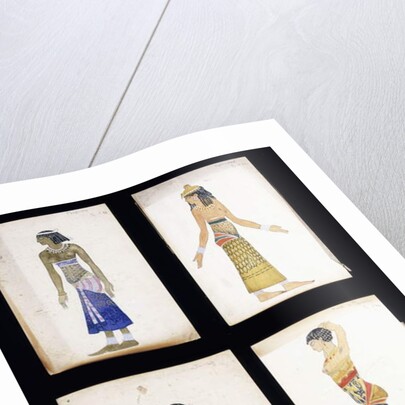 Egyptian Costume Designs for a Dancer, a Musician, Ta-Or, and Cleopatra's Sister by Leon Bakst