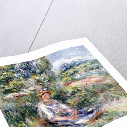 Young Woman Sitting in a Meadow by Pierre Auguste Renoir