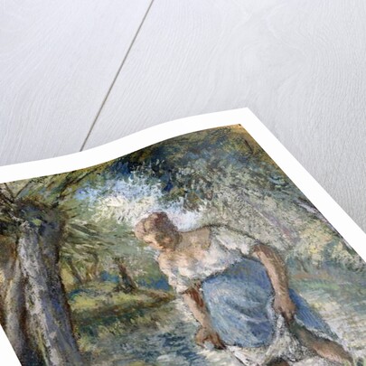 Peasant Crossing a Stream, c.1894 by Camille Pissarro