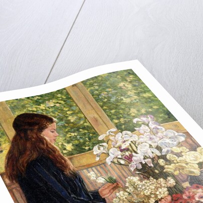 Young Girl with Vases of Flowers by Theo van Rysselberghe