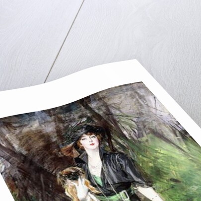 Portrait of a Lady, Lina Bilitis, with two Pekineses, 1913 by Giovanni Boldini