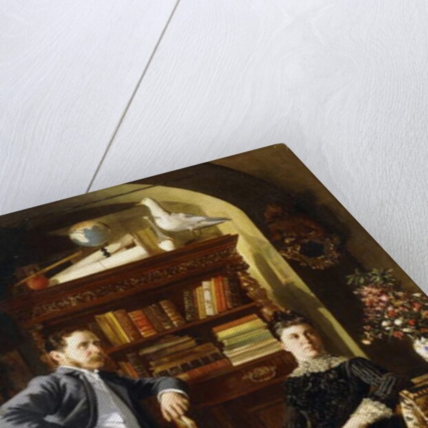 A Couple in an Interior with a Dog, 1890 by Leopold Bara