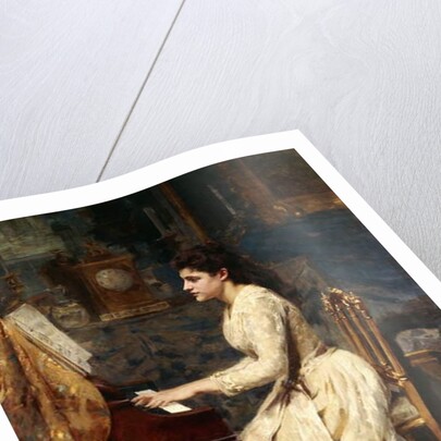 A Young Girl Playing a Piano, 1891 by Charles Edouard de Beaumont