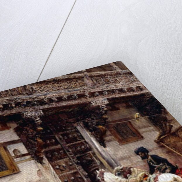 Craftsman Selling Cases by a Teak-Wood Building, Ahmedabad, c.1885 by Edwin Lord Weeks