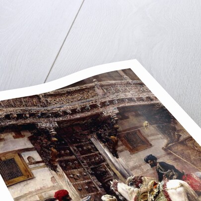 Craftsman Selling Cases by a Teak-Wood Building, Ahmedabad, c.1885 by Edwin Lord Weeks