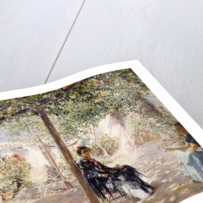 Ladies in a Sun-dappled Courtyard by Jose Gallegos Arnosa