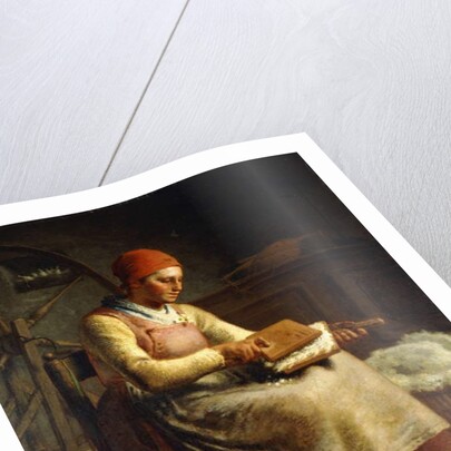 Woman Carding Wool by Jean-Francois Millet