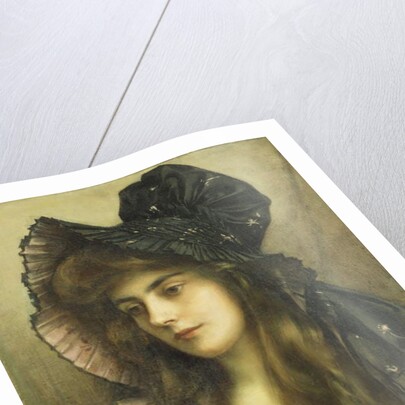 A Young Beauty in a Black Hat by Albert Lynch