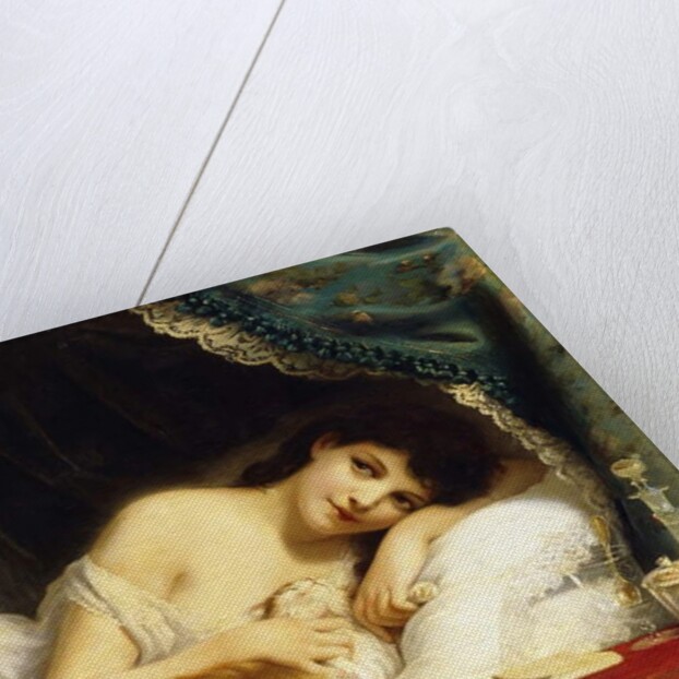 A Reclining Beauty with her Cat by Fritz Zuber-Buhler